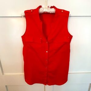 Calvin Klein Red Sleevless Blouse